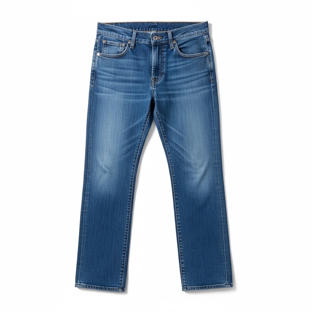 7 For All Mankind Men's Medium Rise Medium Blue Straight Leg Jeans